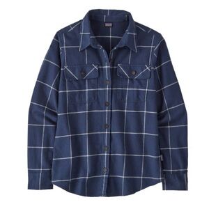 Patagonia Women’s Fjord Navy Organic Cotton Midweight Flannel Plaid Shirt Medium